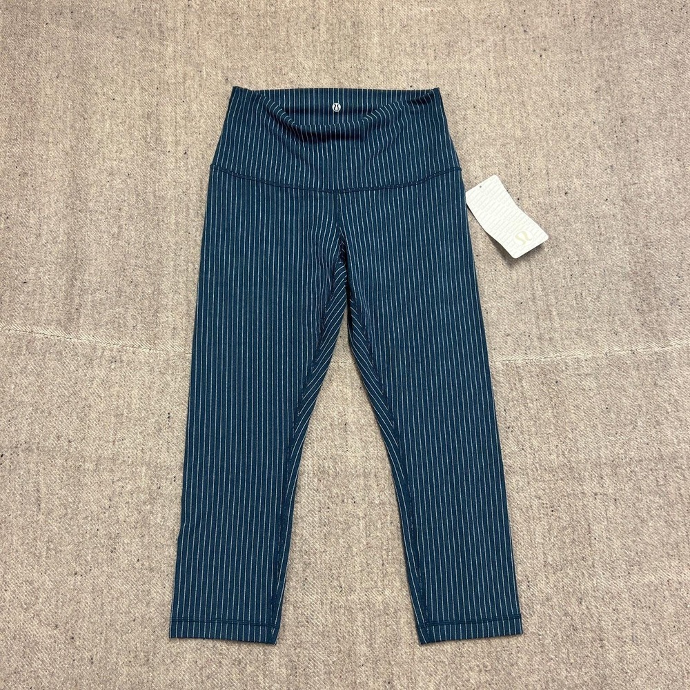 Lululemon Wunder Under Crop Leggings Women's 8 Blue NEW